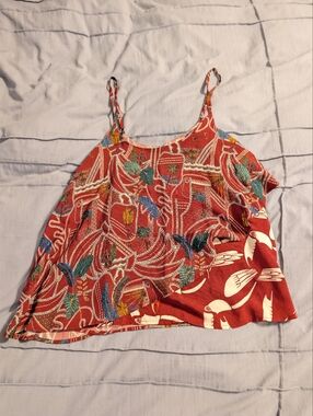 Farm Rio for Anthropologie Toucan Tropical Cropped Cami Tank Viscose Small